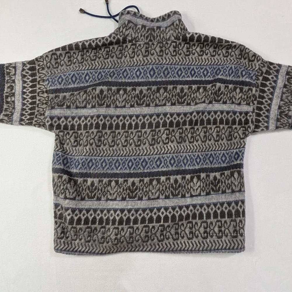 vtg French Country Express Blue Patterned Quarter-Zip Sweatshirt Mens Size S‎